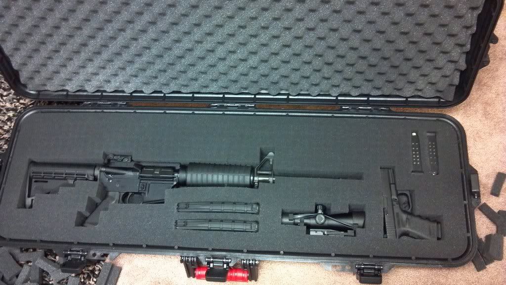 Examples of how to set up hard rifle case foam cutouts or plucking for ARs?