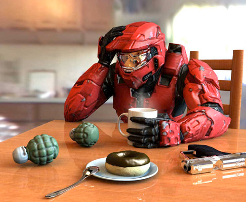 Spartan eating breakfast Pictures, Images and Photos