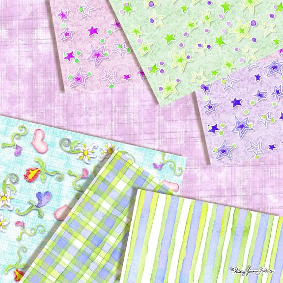 Valentine's Day, hearts, flowers, stars, shabby chic papers, scrapbook, scrapbooking, digital scrapping