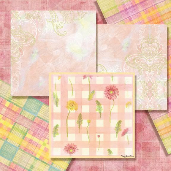 digital scrapbooking papers, hybrid scrapbook, digital card making, pink, swirls, gerber daisies, gerbera daisies. daisy