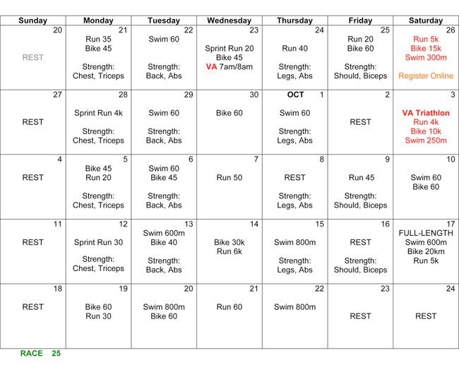 Sept-October Training Schedule