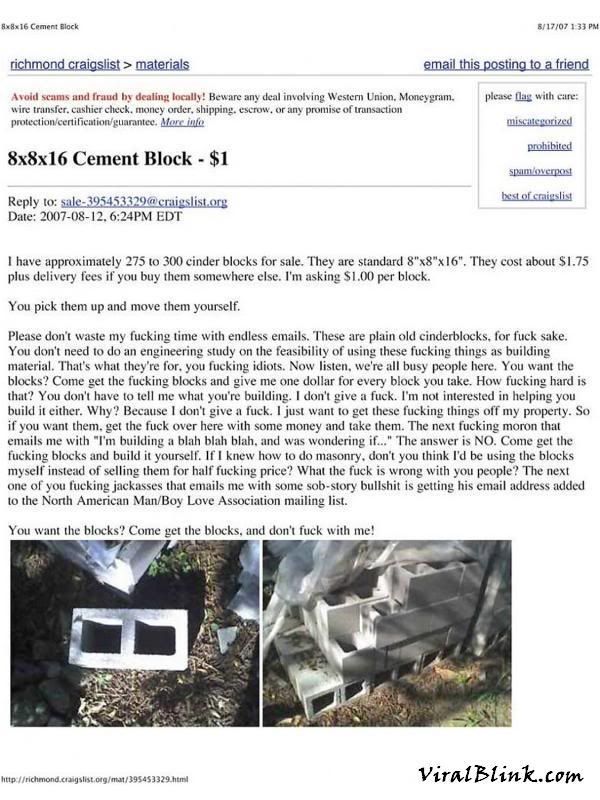 funny craigslist ads. Re: another funny craigslist ad