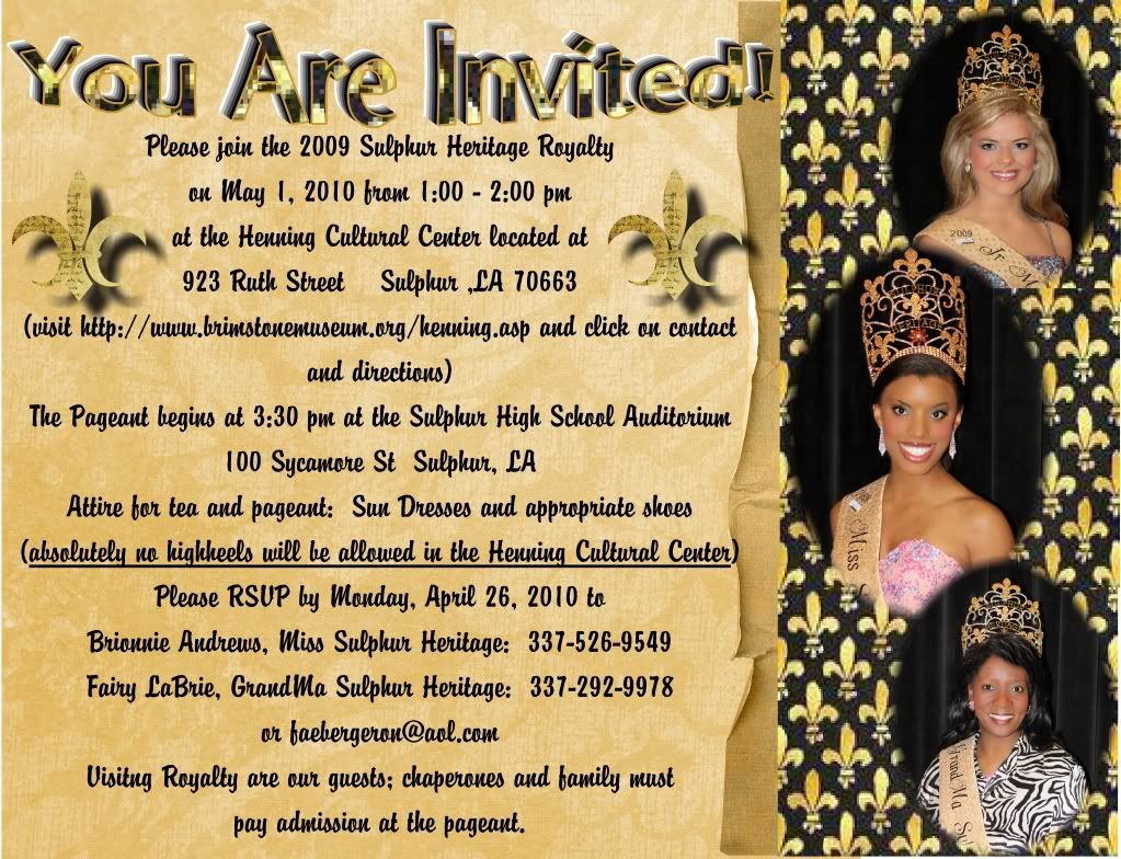 2010 Sulphur Heritage Invitation