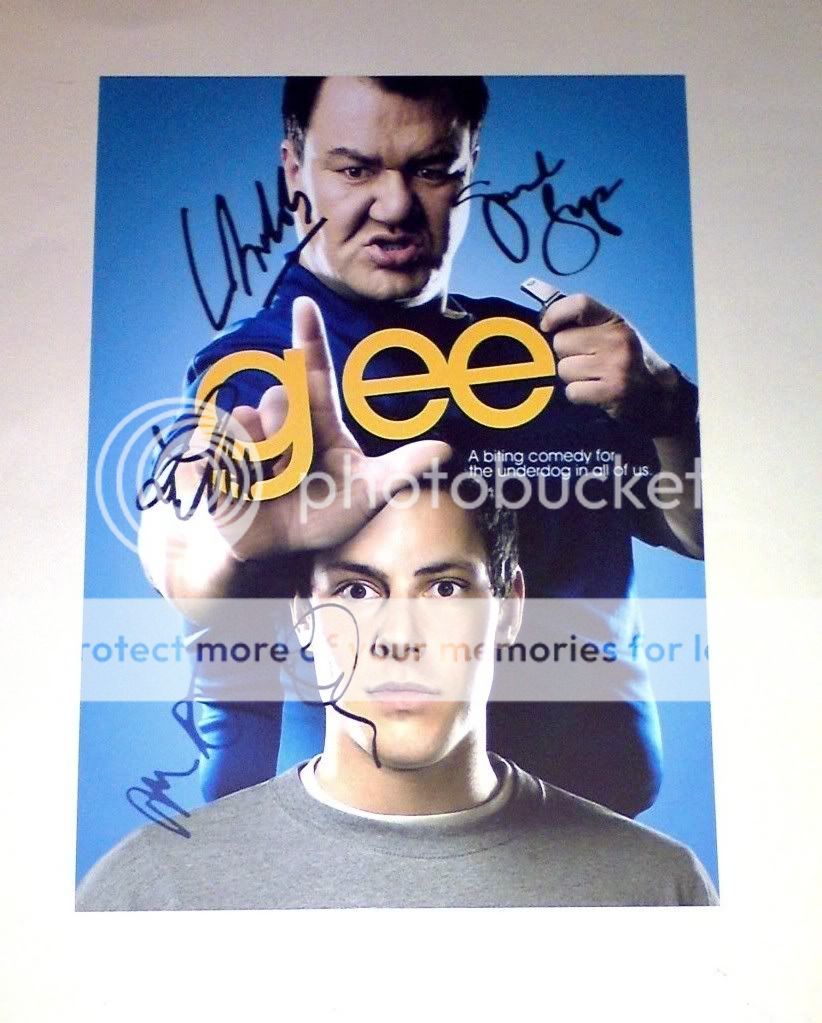 glee cast x5 pp signed poster 12 x8 dianna agron