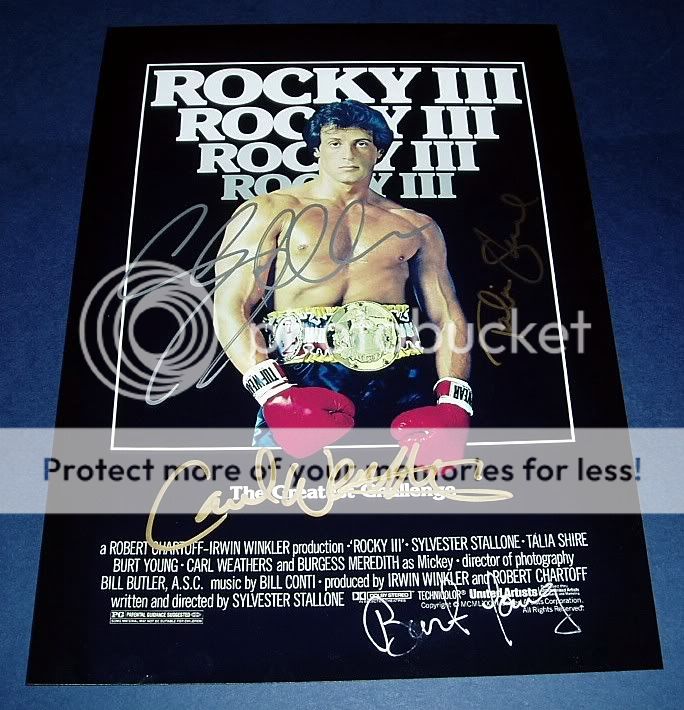 ROCKY III CAST X4 PP SIGNED POSTER 12X8 STALLONE  