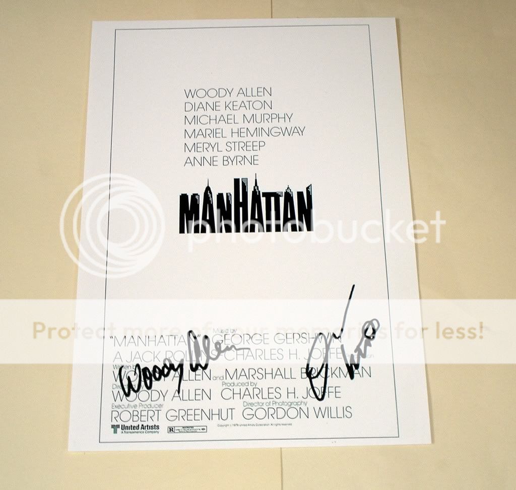 MANHATTAN CAST X2 PP SIGNED 12X8 POSTER WOODY ALLEN  