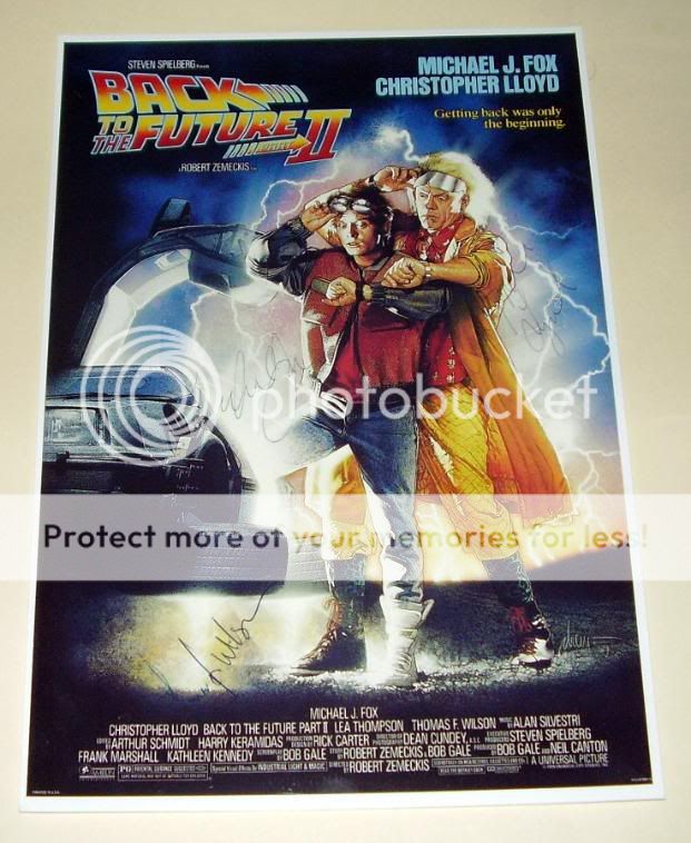 BACK TO THE FUTURE II CAST X3 PP SIGNED POSTER 12X8  