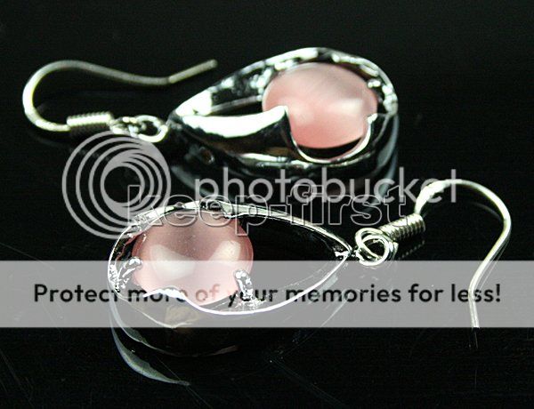 Pretty Pink Opal Dangle Earrings Silver Hook #775  